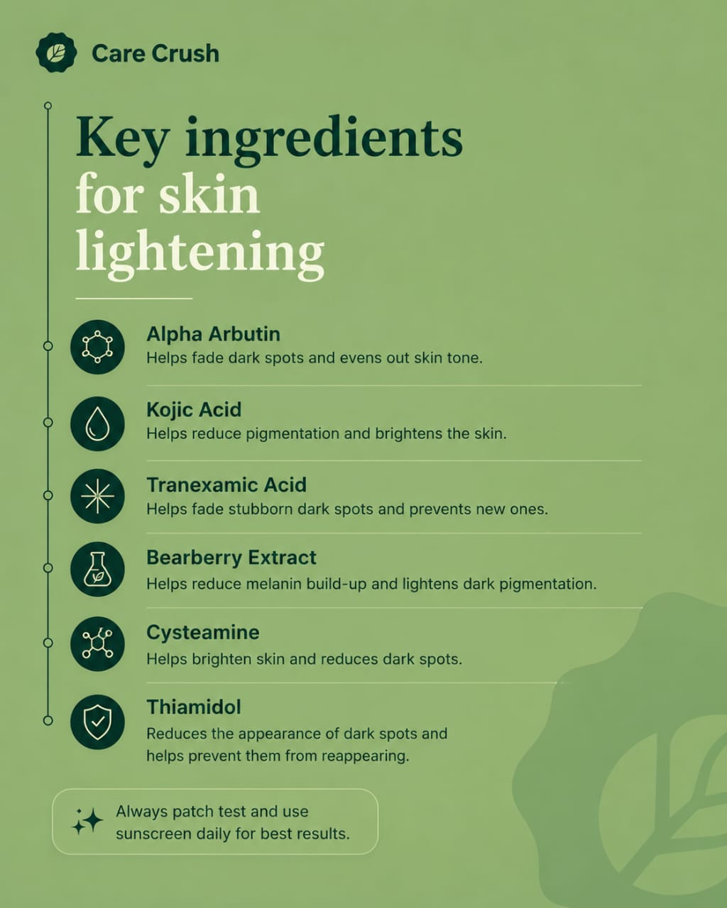 Care Crush guide to common ingredients used in skin lightening products